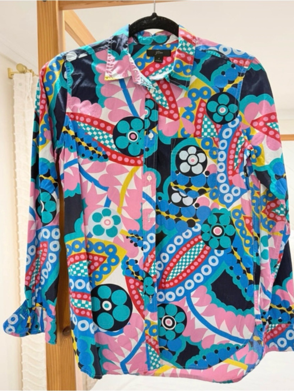 Jcrew cotton button down long sleeve blouse shirt 4 or small pink blue